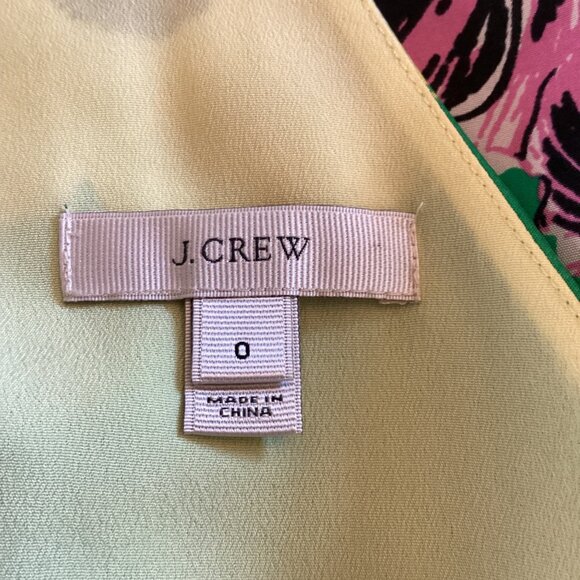 J.‎ Crew Green Floral Silk Dress Size 0 Shift Dress Halter Swoop Sleeveless - Picture 8 of 9